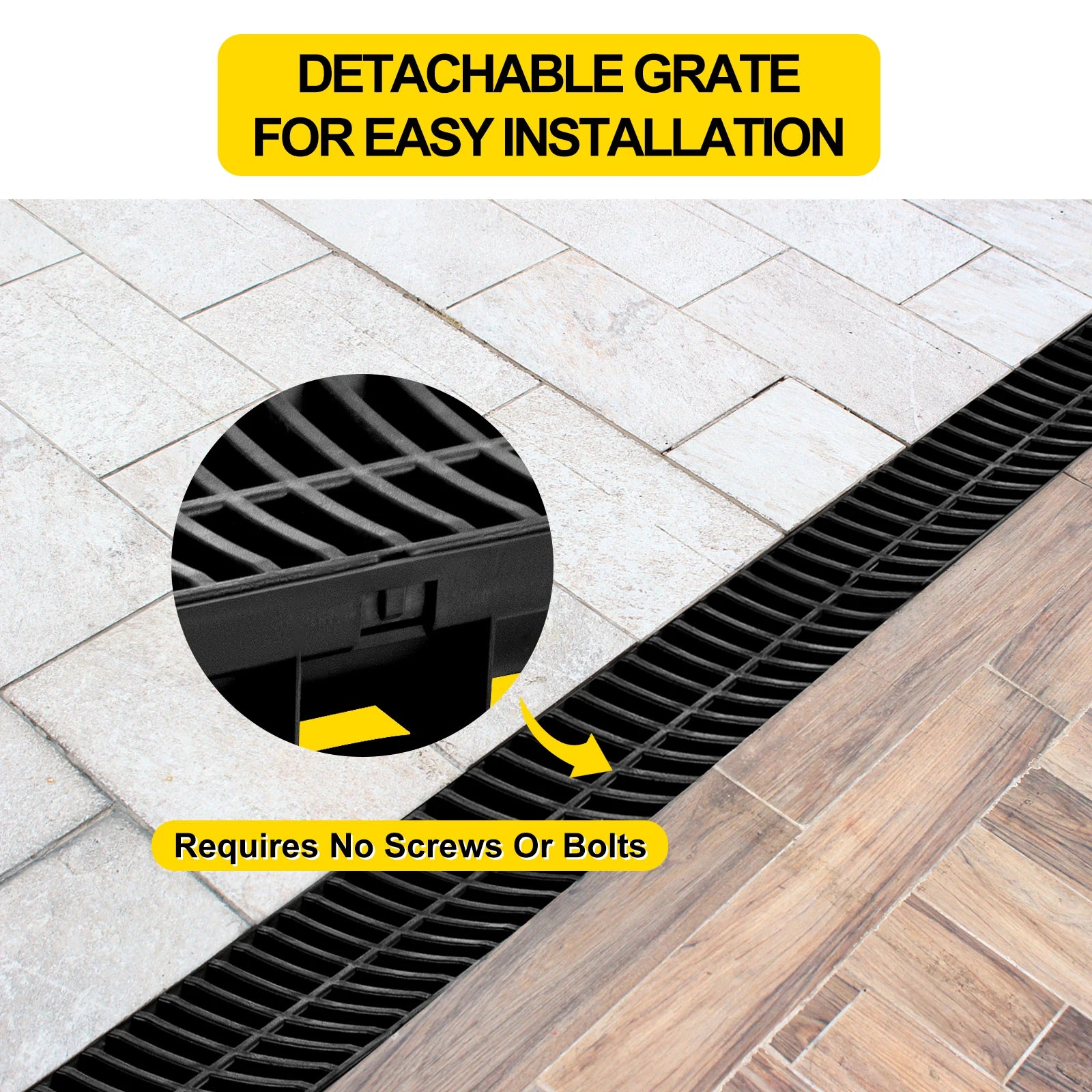 HDPE Trench Drain with Plastic Grate, Class B, 3 or 5 Pack
