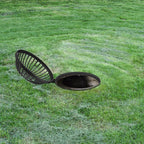 Round Dome Drainage Grate with Frame, Overflow Relief Gully for Garden, Yard and Lawn
