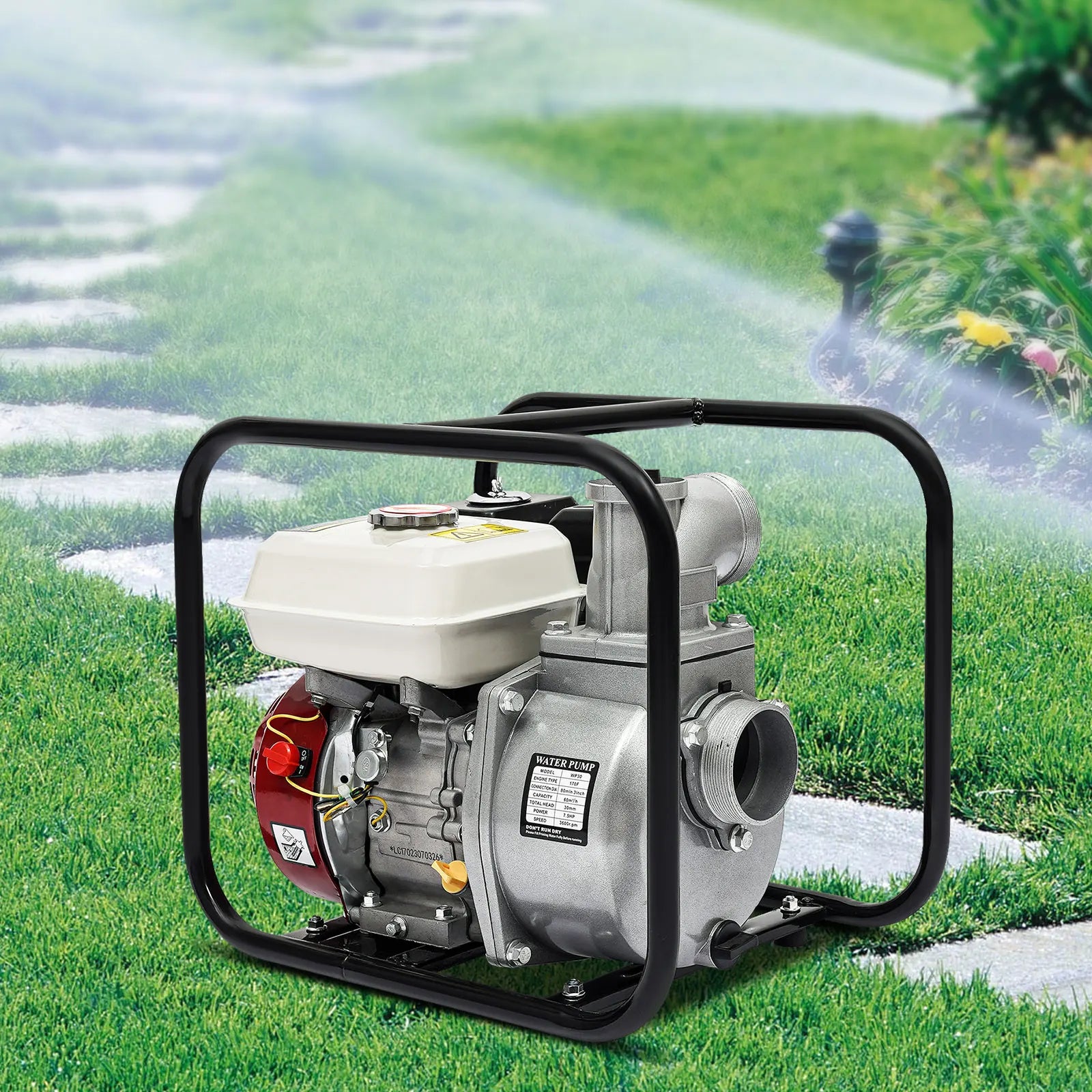 7.5 HP 4-Stroke Gasoline Water Transfer Pump, 1.18 In Suction for Farm Irrigation and Drainage