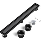 24 Inch Matte Black Linear Shower Drain, Dual Tile Insert cUPC Certified 304 Stainless Steel