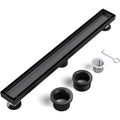24 Inch Matte Black Linear Shower Drain, Dual Tile Insert cUPC Certified 304 Stainless Steel