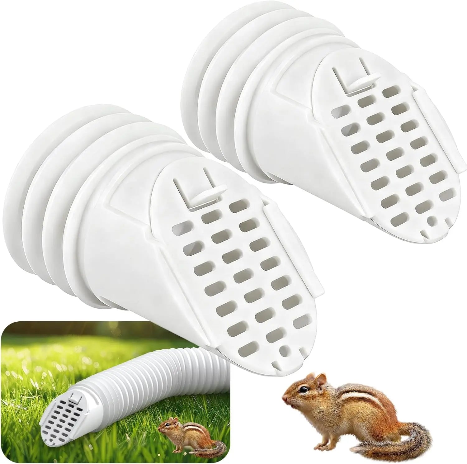Gutter Downspout Extension Hose Guard 2-Pack, White for Standard 4 Inch Circular Threaded Downspouts