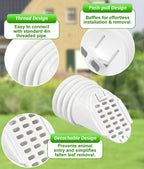 Gutter Downspout Extension Hose Guard 2-Pack, White for Standard 4 Inch Circular Threaded Downspouts