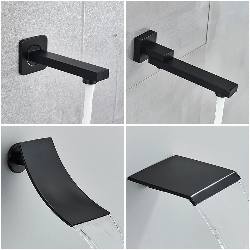 Concealed Rain and Waterfall Shower System with Tub Spout