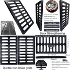 Cast Iron Trench Drain Grate 20x12 Inch, C-Class Heavy Duty Black Rectangular Sewer Cover