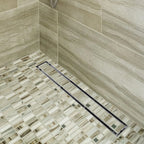 24 Inch Linear Shower Drain with Tile Insert Grate, Brushed Stainless Steel