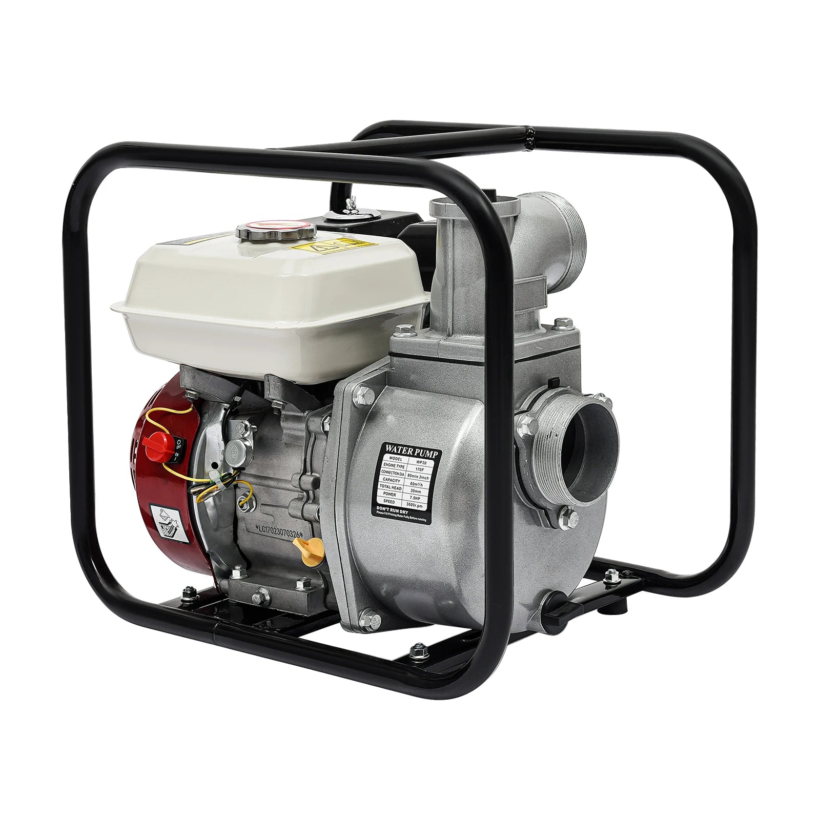 7.5 HP 4-Stroke Gasoline Water Transfer Pump, 1.18 In Suction for Farm Irrigation and Drainage