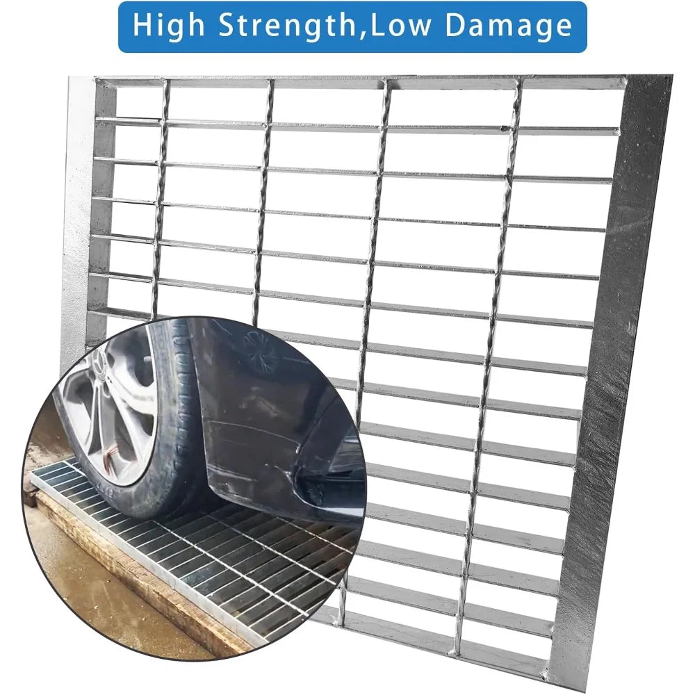 Galvanized Steel Outdoor Drain Cover 18x18 Inch Square with Base, Silver