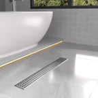 24 Inch Linear Shower Drain, Brushed Nickel Removable Grate and Adjustable Feet for Bathroom and Balcony