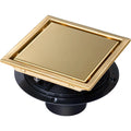 6 Inch Square Shower Drain, Brushed Gold 304 Stainless Steel with Flange