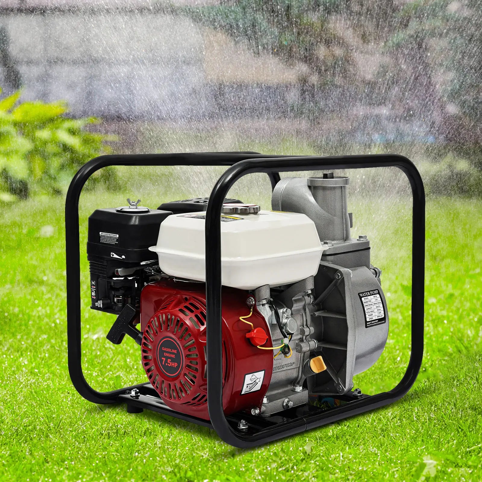 7.5 HP 4-Stroke Gasoline Water Transfer Pump, 1.18 In Suction for Farm Irrigation and Drainage