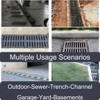Cast Iron Trench Drain Grate 20x12 Inch, C-Class Heavy Duty Black Rectangular Sewer Cover