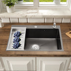 Stainless Steel Kitchen Sink with Soap Dispenser and Drainage Basket, No Faucet