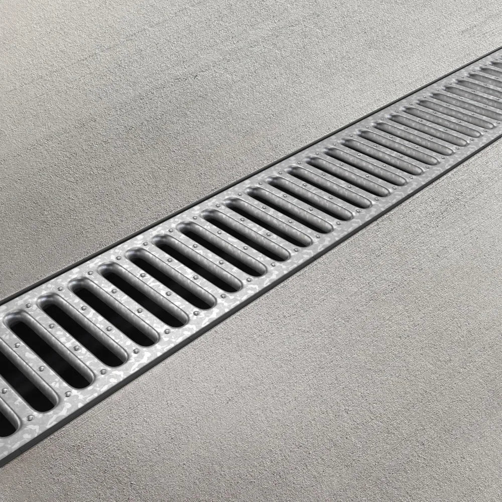 4 Inch Trench Drain Channel 39.4 In Sections with Galvanized Steel Grating, Set of 5