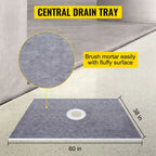 Adjustable Watertight Shower Curb 38x60 in with PVC Flange and Steel Drain Cover