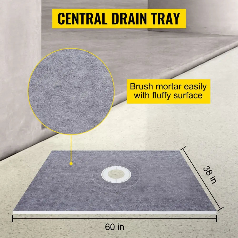 Adjustable Watertight Shower Curb 38x60 in with PVC Flange and Steel Drain Cover