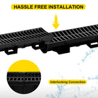 HDPE Trench Drain with Plastic Grate, Class B, 3 or 5 Pack