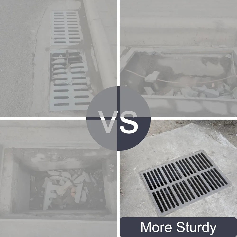 Cast Iron Trench Drain Grate 20x12 Inch, C-Class Heavy Duty Black Rectangular Sewer Cover