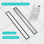 24 Inch Linear Shower Drain, Brushed Stainless Steel with Reversible Cover