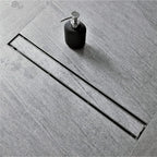 24 Inch Linear Shower Drain with Tile Insert Grate, Brushed Stainless Steel