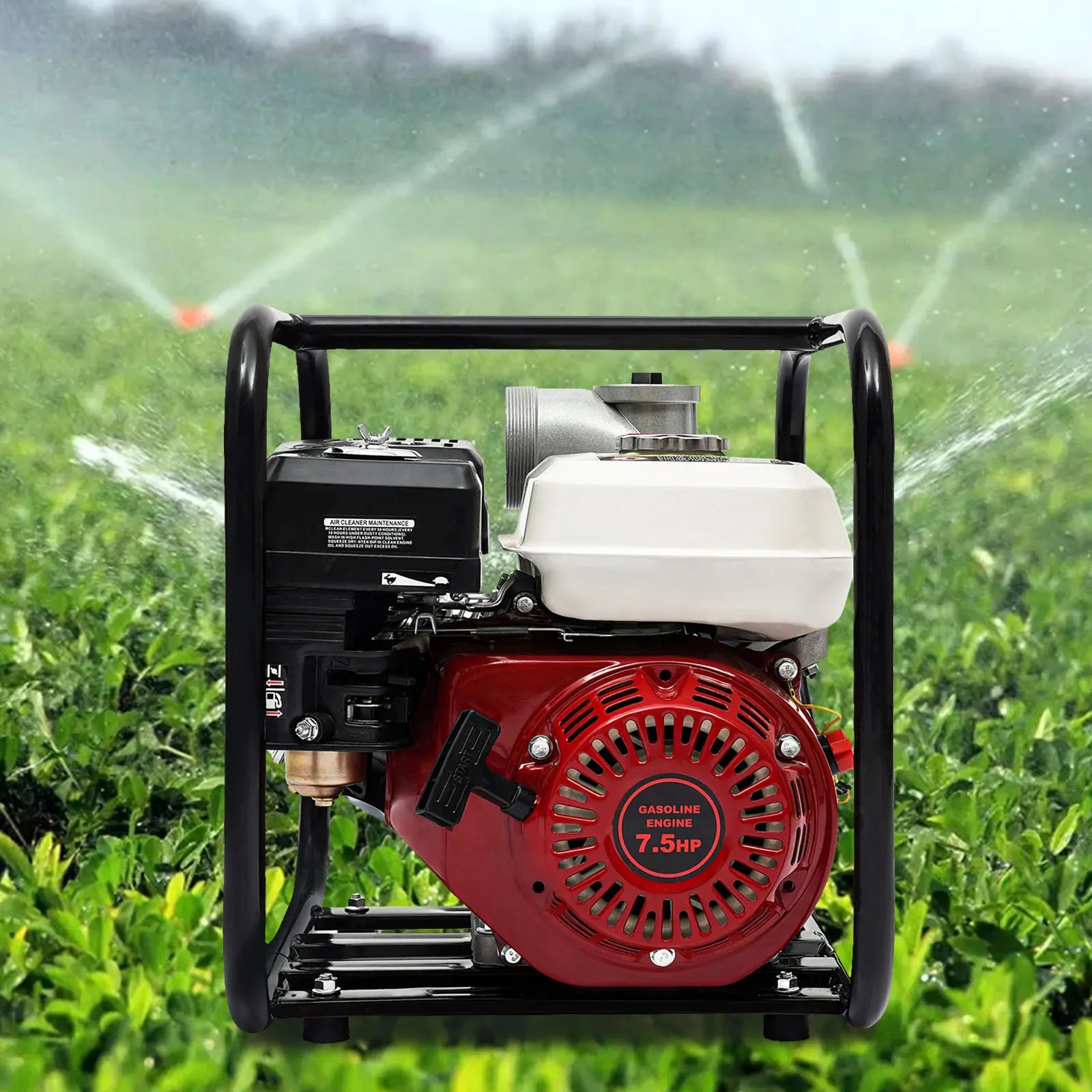7.5 HP 4-Stroke Gasoline Water Transfer Pump, 1.18 In Suction for Farm Irrigation and Drainage