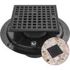 4 Inch Low-Profile Square Shower Drain Kit, Matte Black 304 Stainless Steel with ABS Flange