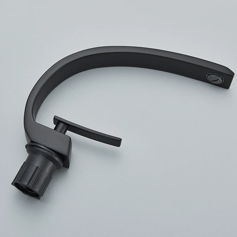Single-Hole Basin Mixer Tap, Solid Brass Deck-Mounted in Matte Black