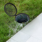Round Dome Drainage Grate with Frame, Overflow Relief Gully for Garden, Yard and Lawn