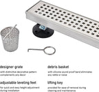 24 Inch Linear Shower Drain, Brushed Nickel Stainless Steel with Hair Catcher