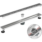 28 Inch Linear Shower Drain, Brushed Stainless Steel with Fast Drainage and Hair Strainer