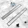 24 Inch Linear Shower Drain, Brushed Nickel Tile Insert Grate 304 Stainless Steel with Adjustable Feet