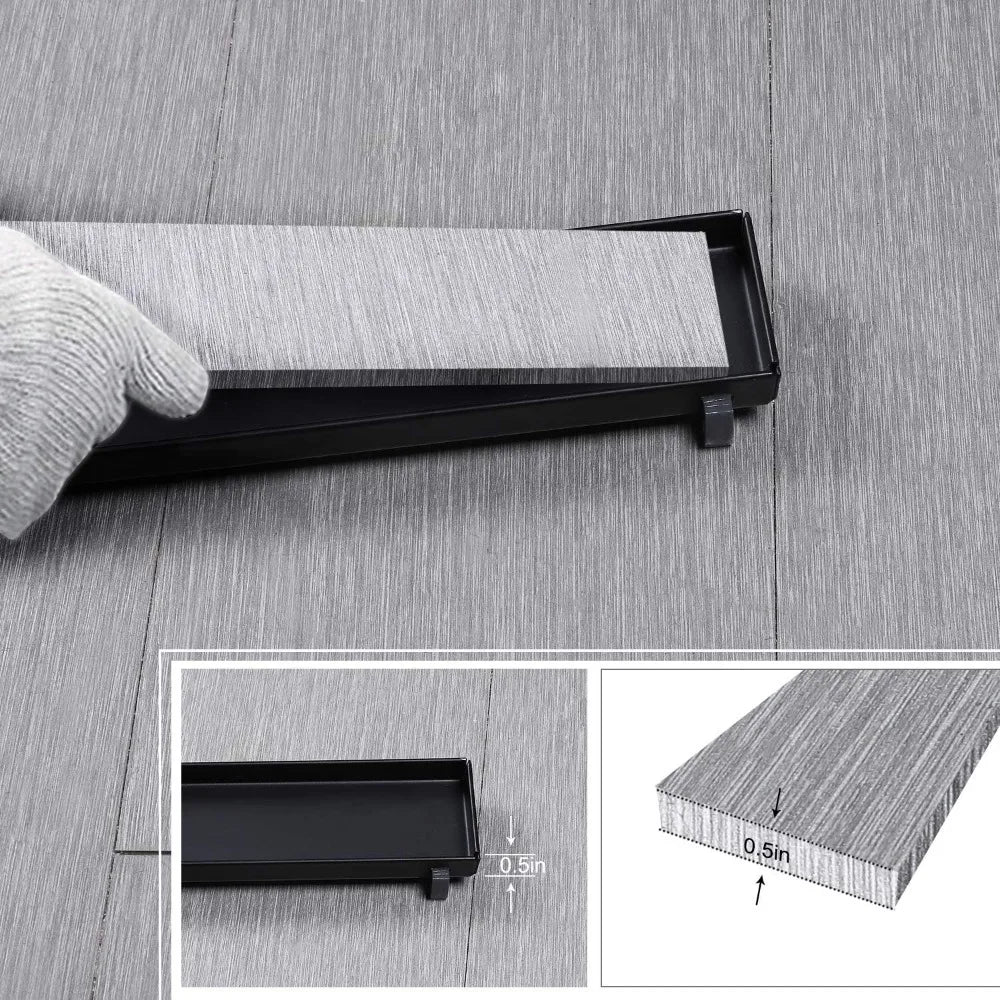 24 Inch Matte Black Linear Shower Drain, Dual Tile Insert cUPC Certified 304 Stainless Steel