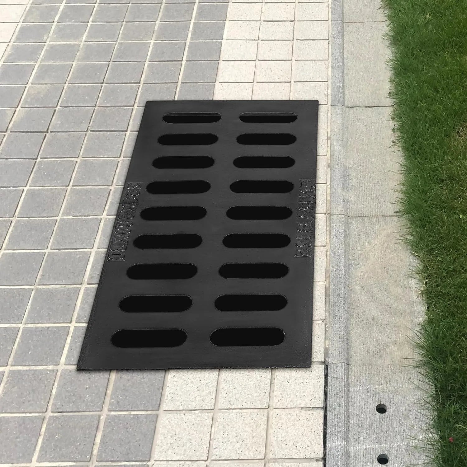 Cast Iron Trench Drain Grate 20x10 Inch, Heavy Duty Outdoor Channel Drainage Cover