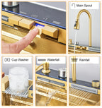 Waterfall Kitchen Sink with Digital Display, Stainless Steel