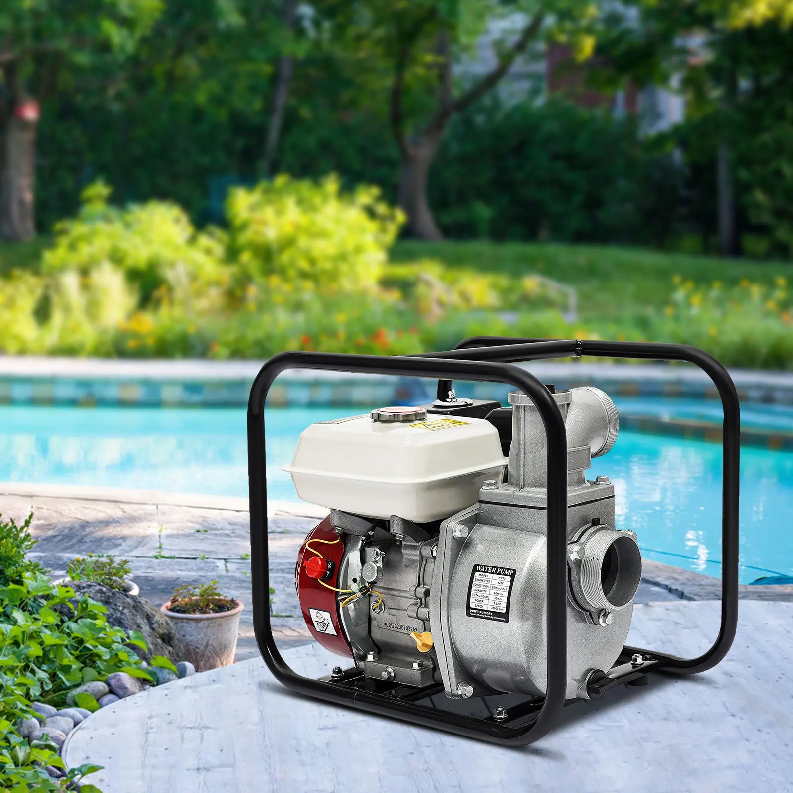 7.5 HP 4-Stroke Gasoline Water Transfer Pump, 1.18 In Suction for Farm Irrigation and Drainage