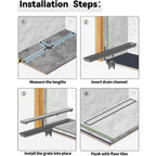 24 Inch Linear Shower Drain, Brushed Nickel Tile Insert Grate 304 Stainless Steel with Adjustable Feet