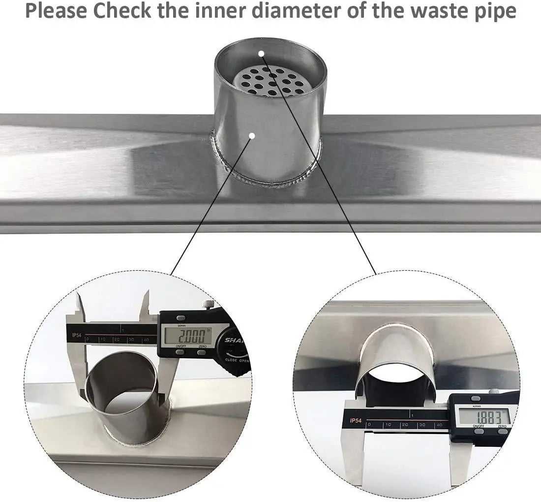 24 Inch Linear Shower Drain with Tile Insert Grate, Brushed Stainless Steel