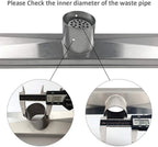24 Inch Linear Shower Drain with Tile Insert Grate, Brushed Stainless Steel