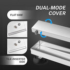 30 Inch Linear Shower Drain, Stainless Steel with Reversible Cover and Hair Strainer