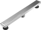 24 Inch Linear Shower Drain, Brushed Nickel Stainless Steel with Hair Catcher