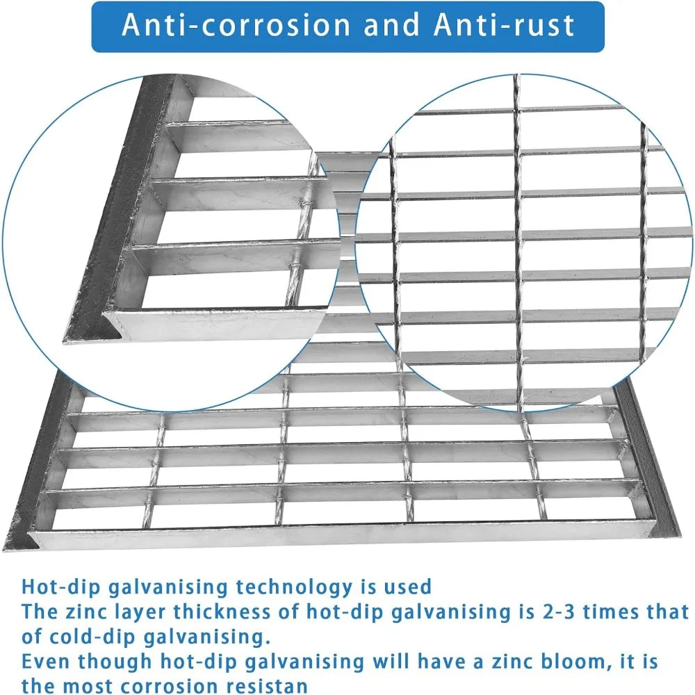 Galvanized Steel Outdoor Drain Cover 18x18 Inch Square with Base, Silver