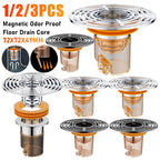Magnetic Self-Close Floor Drain Backflow Preventer, Anti-Odor Shower Strainer 1/2/3 Pack