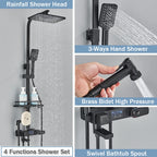 4-Way Thermostatic Shower Faucet with Digital Display and Shelf