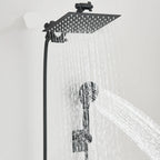 Rain Shower Head Combo 8–12 Inch with Adjustable Extension Arm and 3-Way Handheld Spray