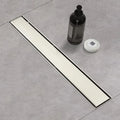 12 Inch Linear Shower Drain, Matte Black with Tile Insert Panels and Hair Strainer
