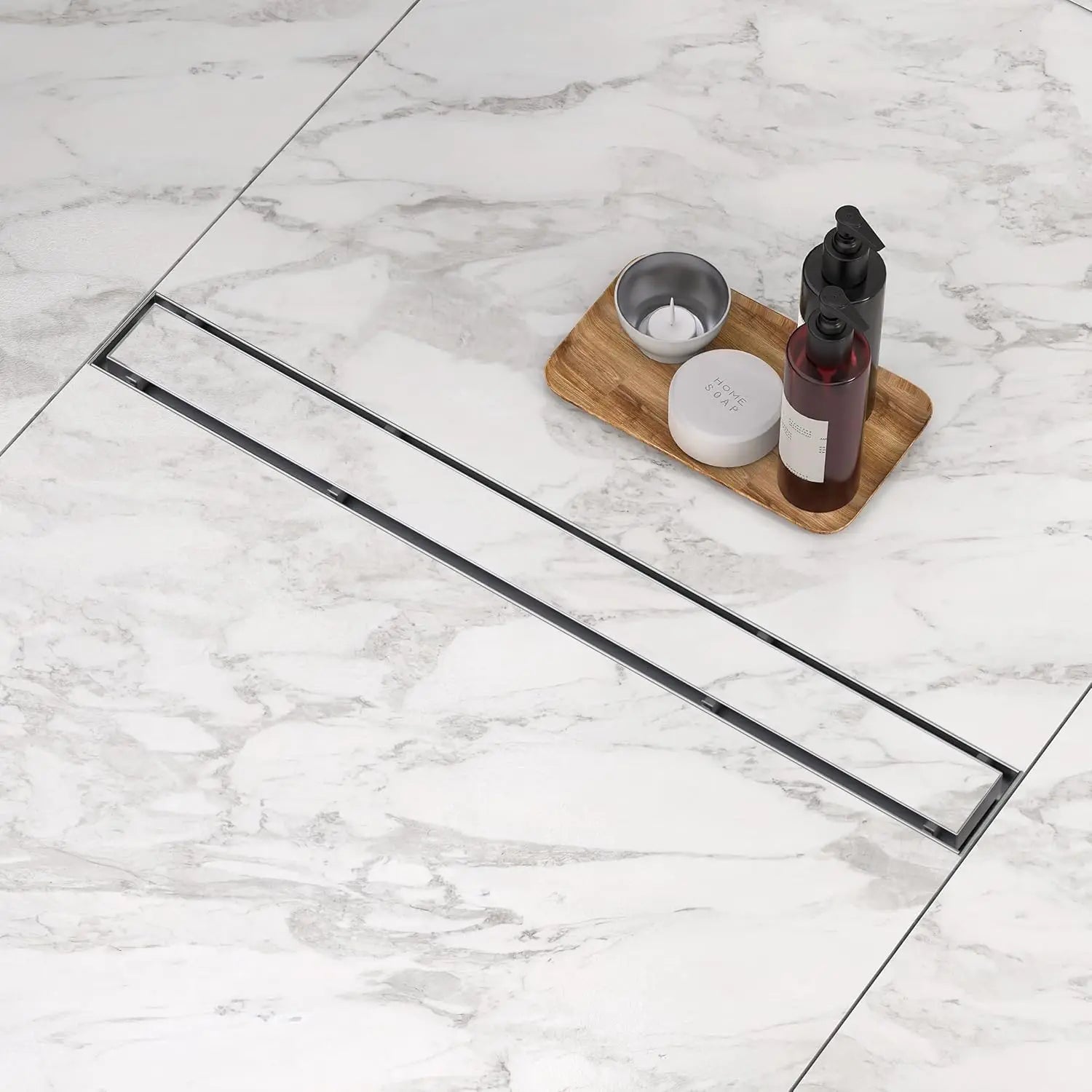 30 Inch Linear Shower Drain, Stainless Steel with Reversible Cover and Hair Strainer