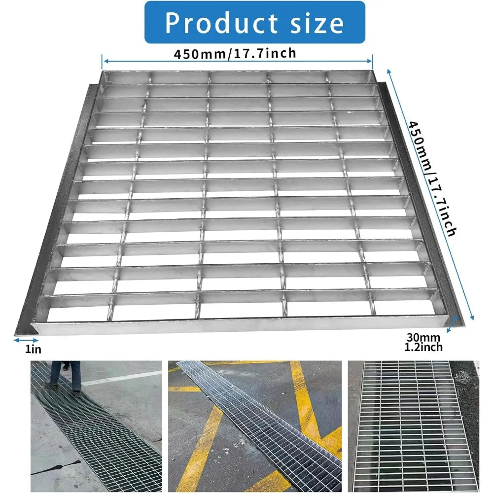 Galvanized Steel Outdoor Drain Cover 18x18 Inch Square with Base, Silver