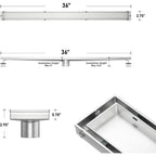 36 Inch Linear Shower Drain, 304 Stainless Steel Fast Drainage with Tile Insert and Hair Strainer