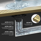 32 Inch Linear Shower Drain, Brushed Gold 304 Stainless Steel with Adjustable Feet and Hair Strainer