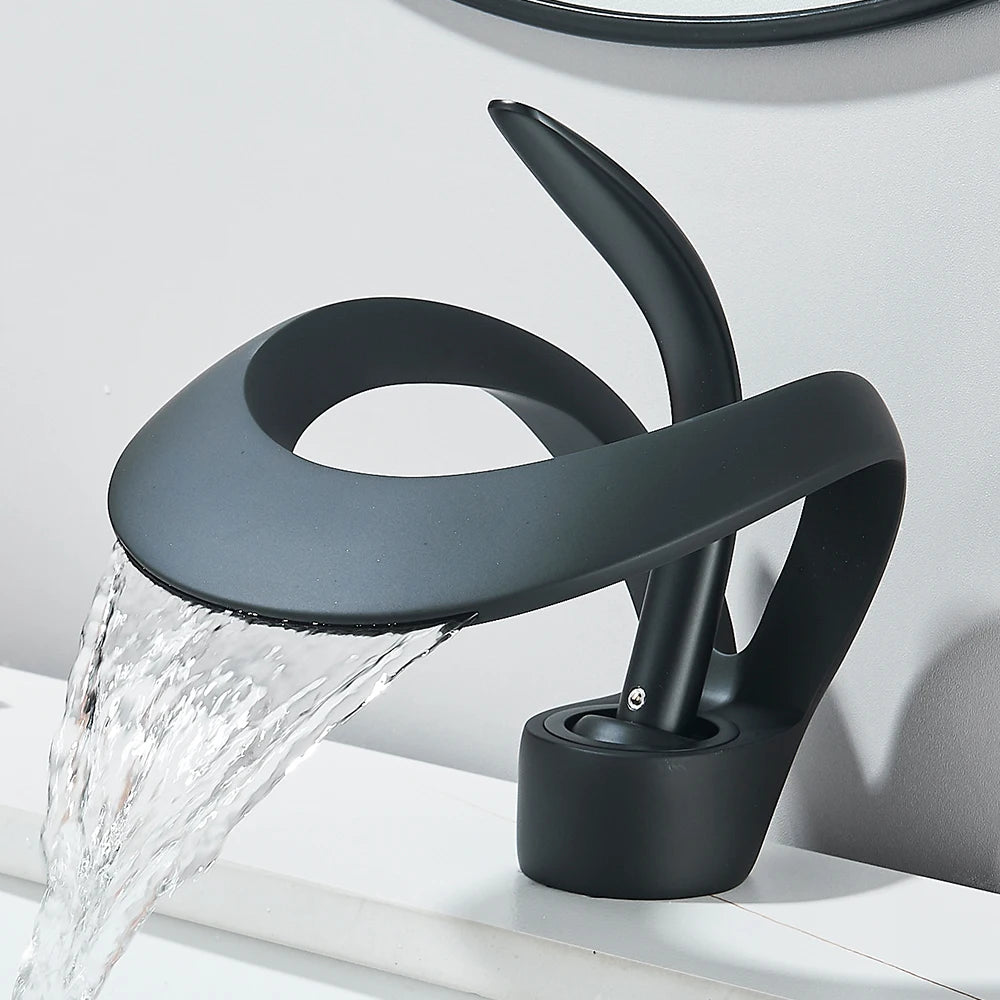 Waterfall Basin Faucet Single Handle Solid Brass